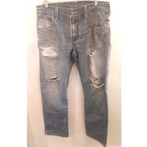 Levi’s 514 Slim Straight Men's34x32 Distressed Jeans Faded Ripped Workwear Denim